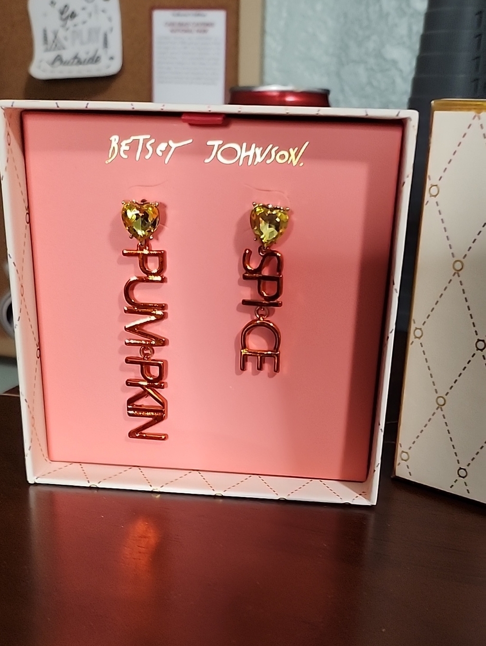 Betsey Johnson Gold-tone 'Pumpkin' & 'Spice' Drop Earrings - Gold